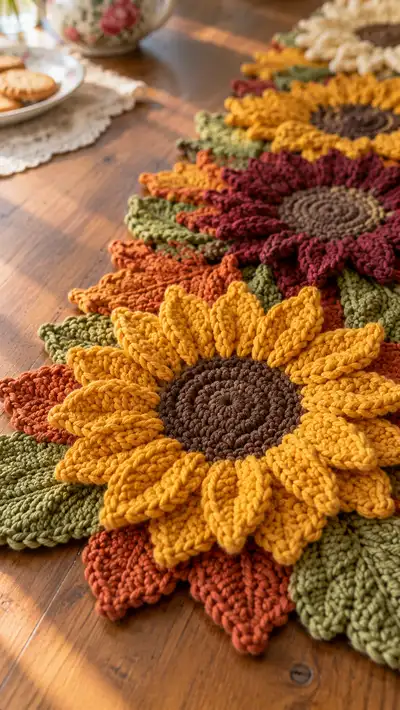 Camino de Mesa Girasoles Otoñales paso 2 - avance del armado