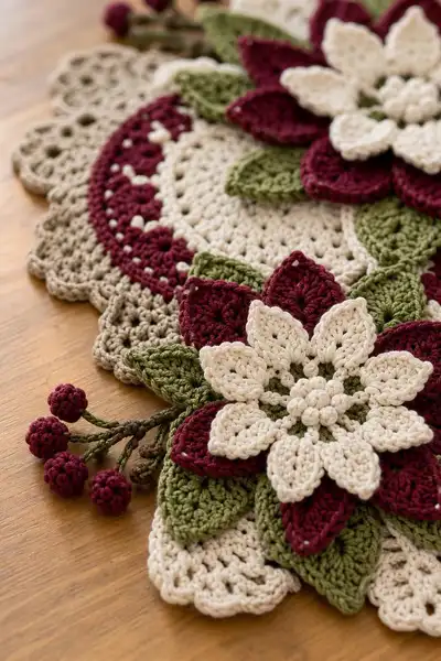 Camino De Mesa Floral Navideño paso 2 - avance del armado