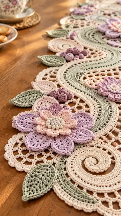 Camino De Mesa Floral En Crochet paso 2 - avance del armado
