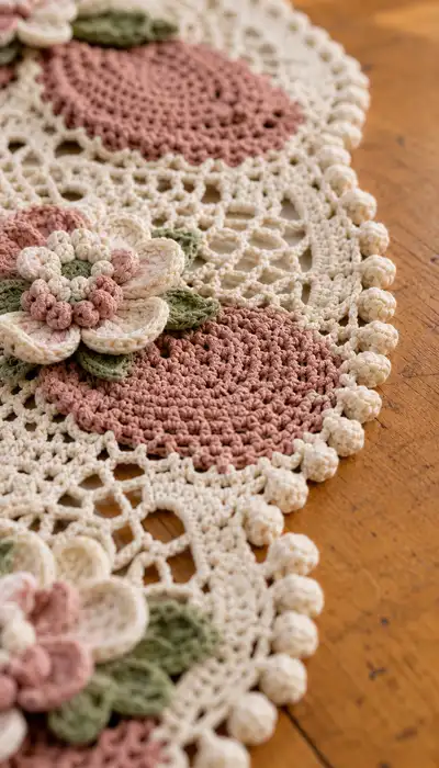 Camino De Mesa Con Flores Patrón de crochet paso 2 - avance del armado