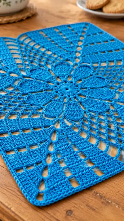 Individual Floral Cuadrado a Crochet paso 2 - avance del armado