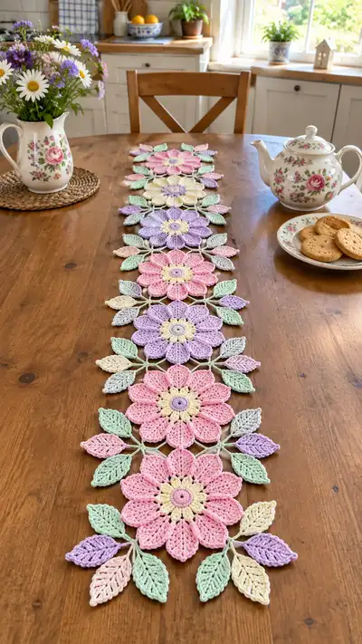 Camino De Mesa Floral Pastel paso 1 - avance de la construcción