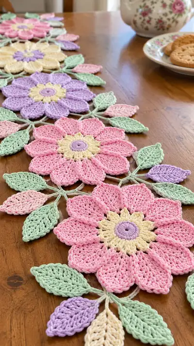 Camino De Mesa Floral Pastel paso 2 - avance del armado