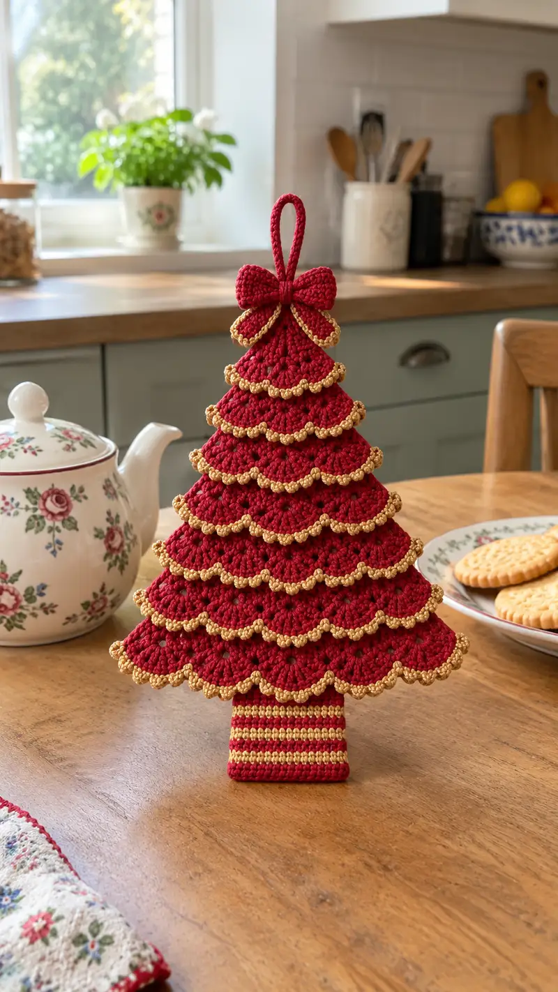 Arbol Navideno De Capas Tejido patrón de crochet - vista detallada del proyecto terminado